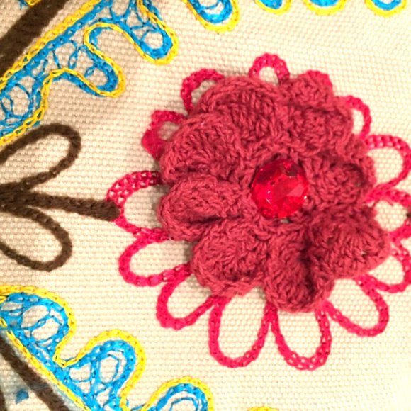 Vintage Pier 1 Embroidered 3D FLORALS Pillow Case Cover 18" x 12" - Picture 2 of 10